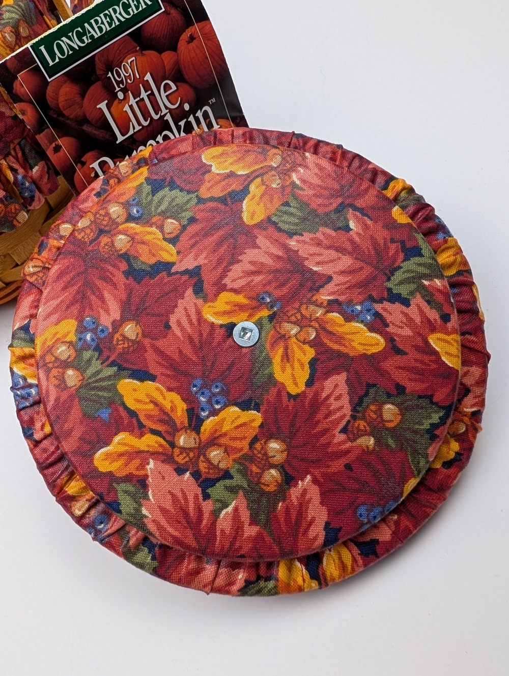 Longaberger Little Pumpkin Basket/Stem Lid/Leaves Liner/Protector, Vintage 1997 - Picture 10 of 10